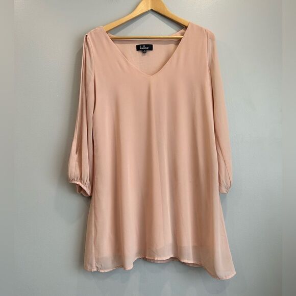 Lulu’s Shifting Dears Peach Long Sleeve Dress - Picture 6 of 12